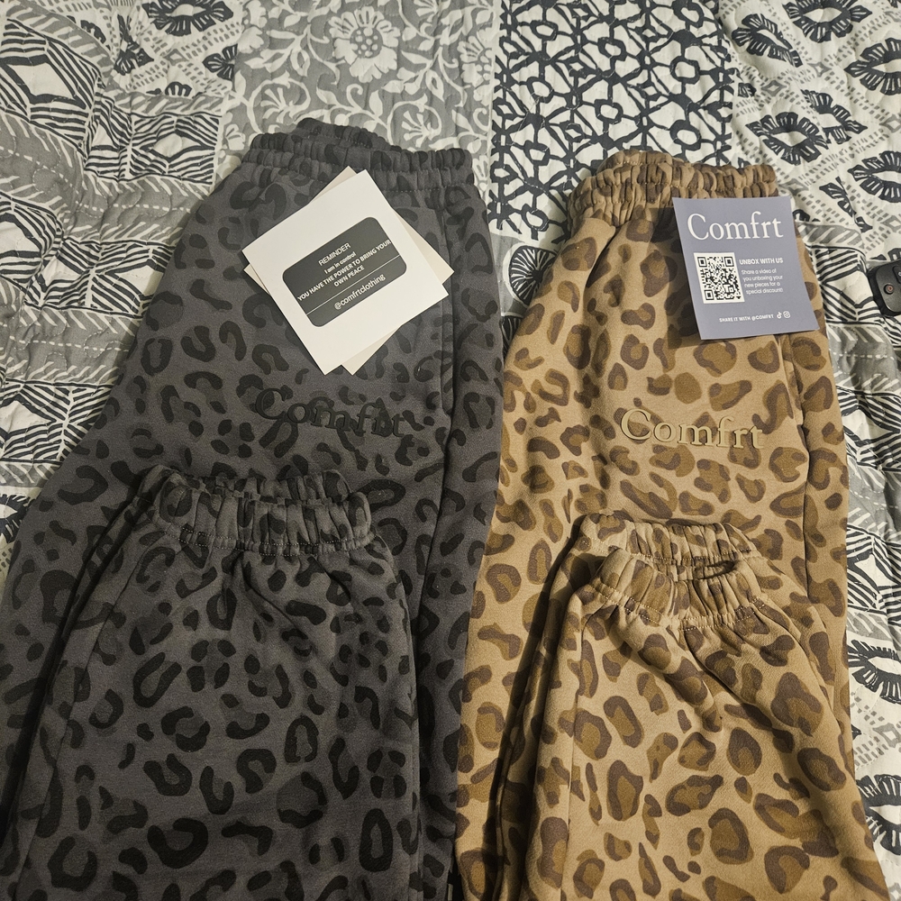 Comfort Colors Kids Leopard Print Joggers - Black and Brown